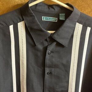 Cubavera Men's Black Shirt with Cream Accents